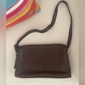 Vintage Coach Dark Brown Flap Shoulder Bag